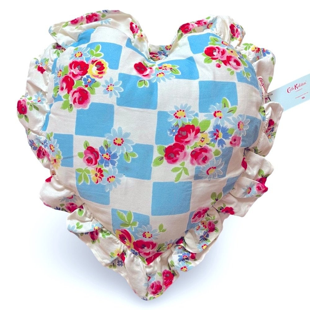 Cath Kidston Floral Heart Cushion - Blue and Red